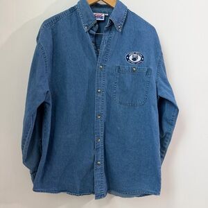 Spike Sports Penn State Nittany Lions Denim Button Down Shirt Mens‎ Large Blue